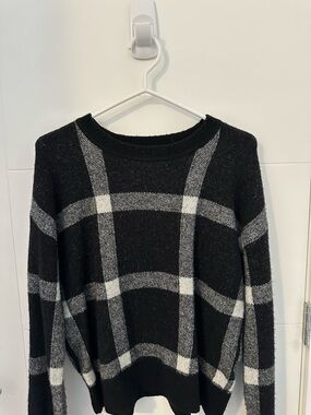 Zara Black Plaid Crewneck Sweater